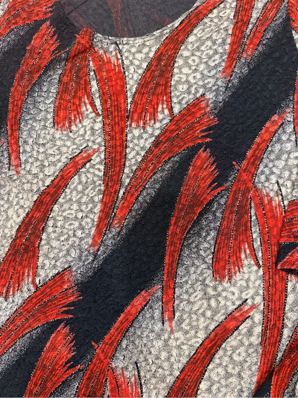 Notations Red, Black & Gray Abstract Brushstroke Long Sleeve Top - Picture 9 of 9